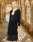 Hand Beaded Lace Pencil Skirt