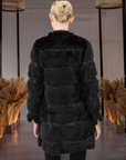 Faux Fur Coat with Hand Beaded Sequin