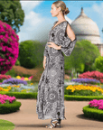 Mandala Printed Dress with Open Sleeves