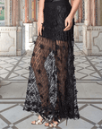 Maxi Skirt With Hand Sewn Floral Structures