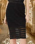 Hand Beaded Lace Pencil Skirt