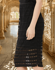 Hand Beaded Lace Pencil Skirt