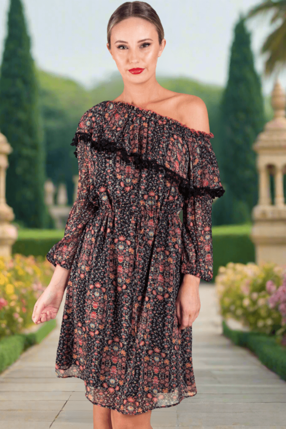 off shoulder red carpet dress Therese Off Shoulder Ruched Maxi Dress / Red | MESHKI