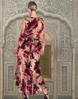 Floral Print Velvet Velour Wrap Skirt