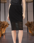 Hand Beaded Lace Pencil Skirt