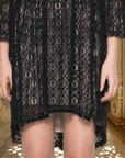 Hand Beaded Lace Dress with 3/4 Sleeves