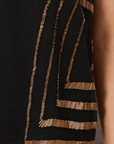 Geometric Beaded V-Neck Top