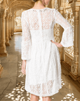 Hand Beaded Lace Dress with 3/4 Sleeves