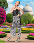 Mandala Printed Hand Beaded Crop Pants