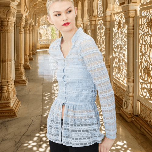 Tailor Fit Blouse With Embroidery