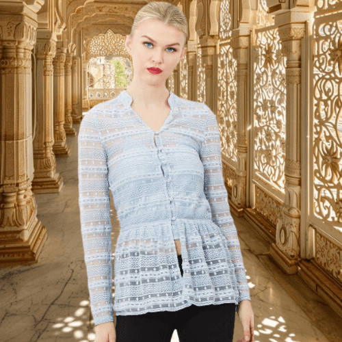 Tailor Fit Blouse With Embroidery