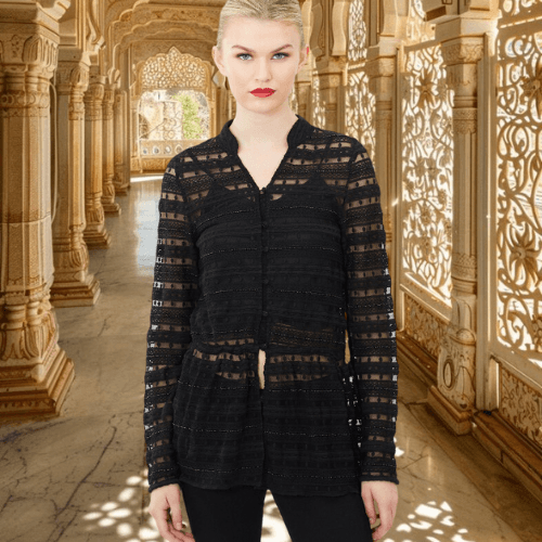 Tailor Fit Blouse With Embroidery