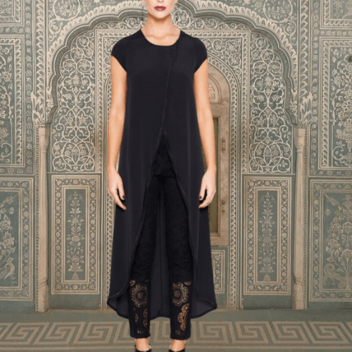Silk Wrap Top with Hand Beaded Details