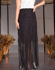 Maxi Skirt with Paisley Embroidery and Hand-Beaded Seed Beads