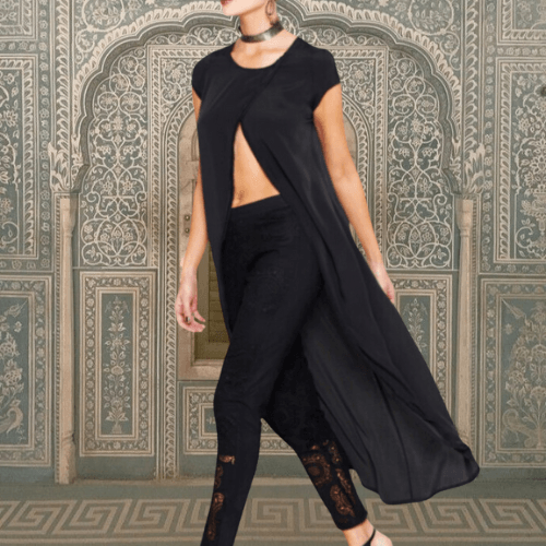 Silk Wrap Top with Hand Beaded Details