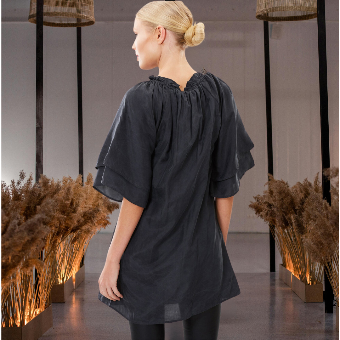 Double Sleeved Sand Washed Silk Top
