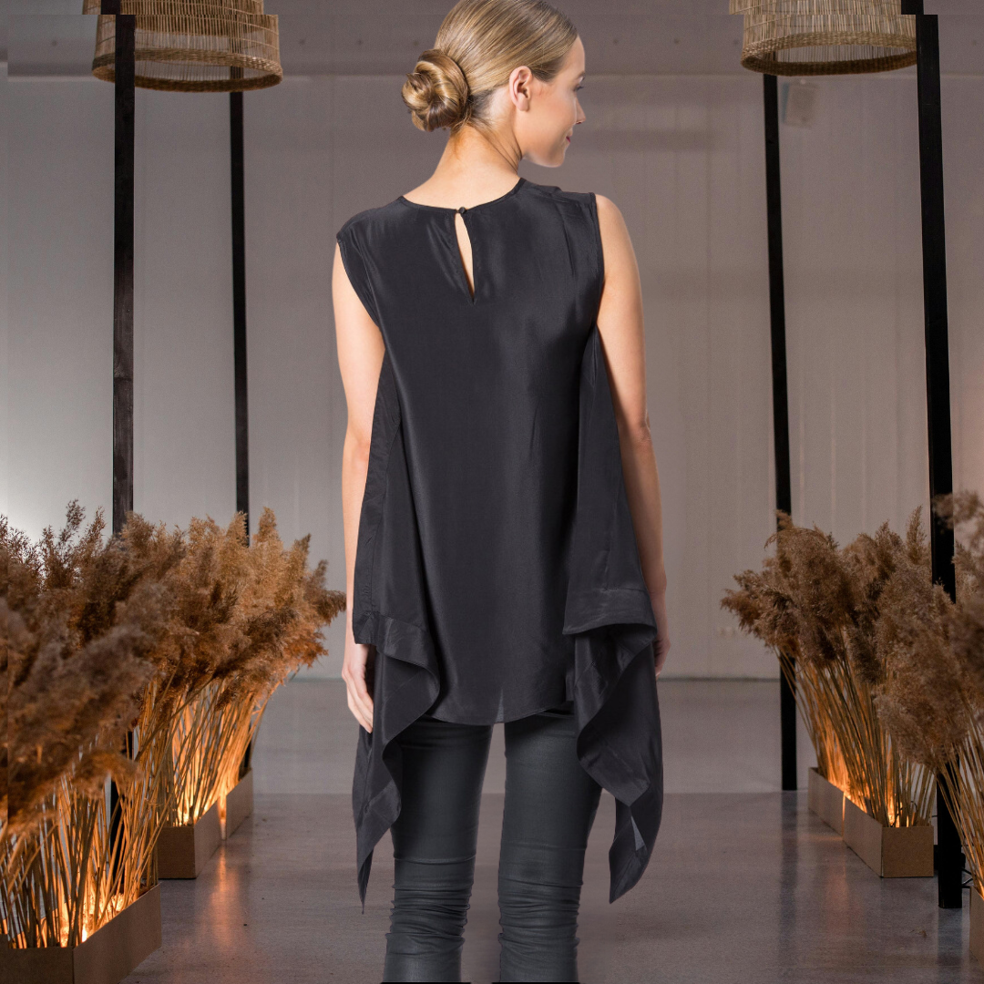 100% Silk Top With Batwing Design