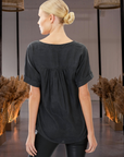 Short Sleeved Sand Washed Silk Top