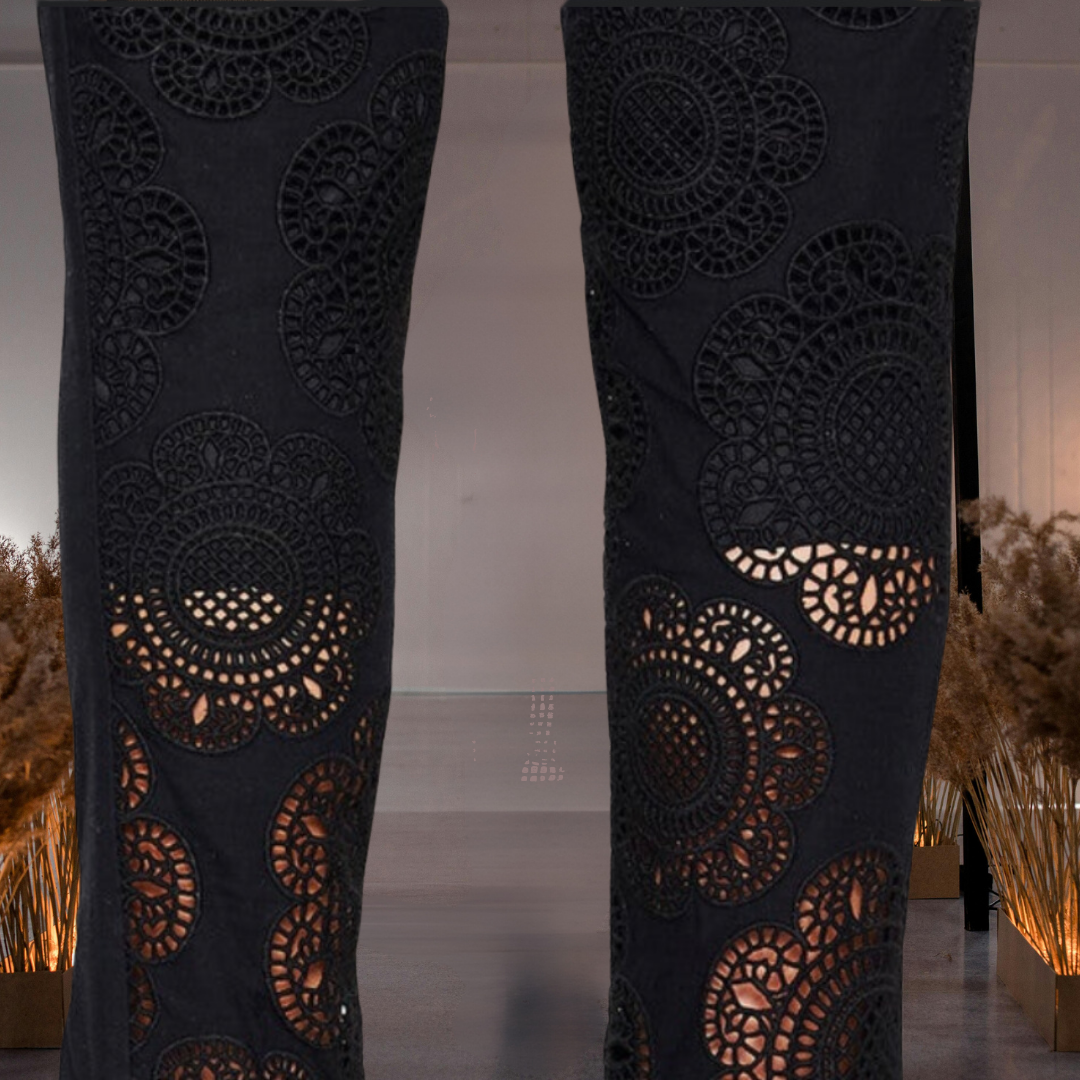 Floral Crochet Ankle Length Pants