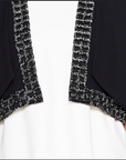 Cape Style Cropped Jacket with Beaded Edge and Back Split Tails.