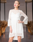 Hand-Beaded Lace Dress with 3/4 Sleeves