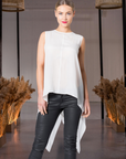 Silk Top With Draping Batwing Sides