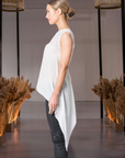 Silk Top With Draping Batwing Sides