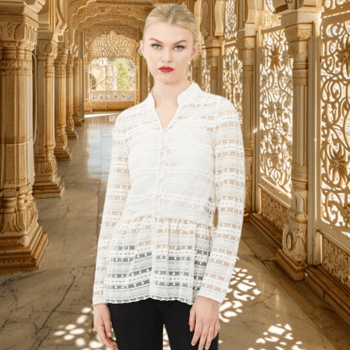 Tailor Fit Blouse With Embroidery