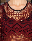 Embroidered Top with Hand-Beaded Necklace Detail