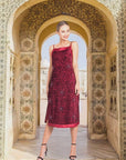 Beaded Velvet Dress with Spaghetti Straps