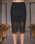 Bamboo Inspired Embroidered Pencil Skirt