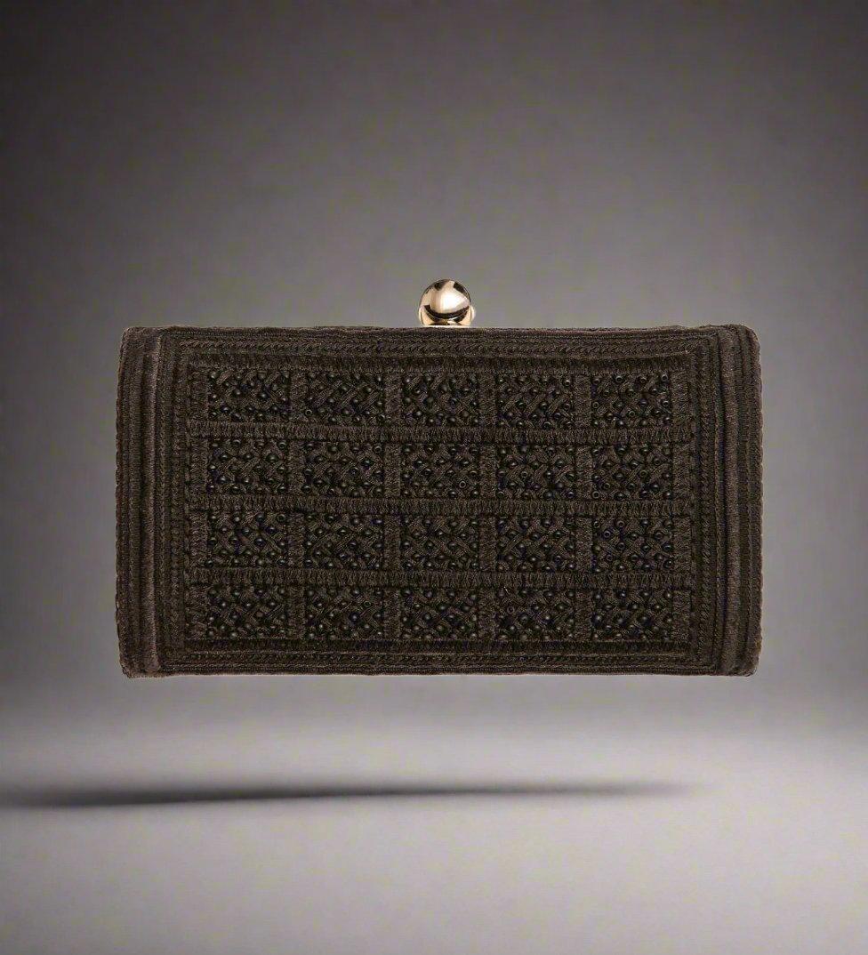 Black Beaded Clutch