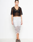 Midi Fringe Skirt with Specialised Art Deco Embroidery