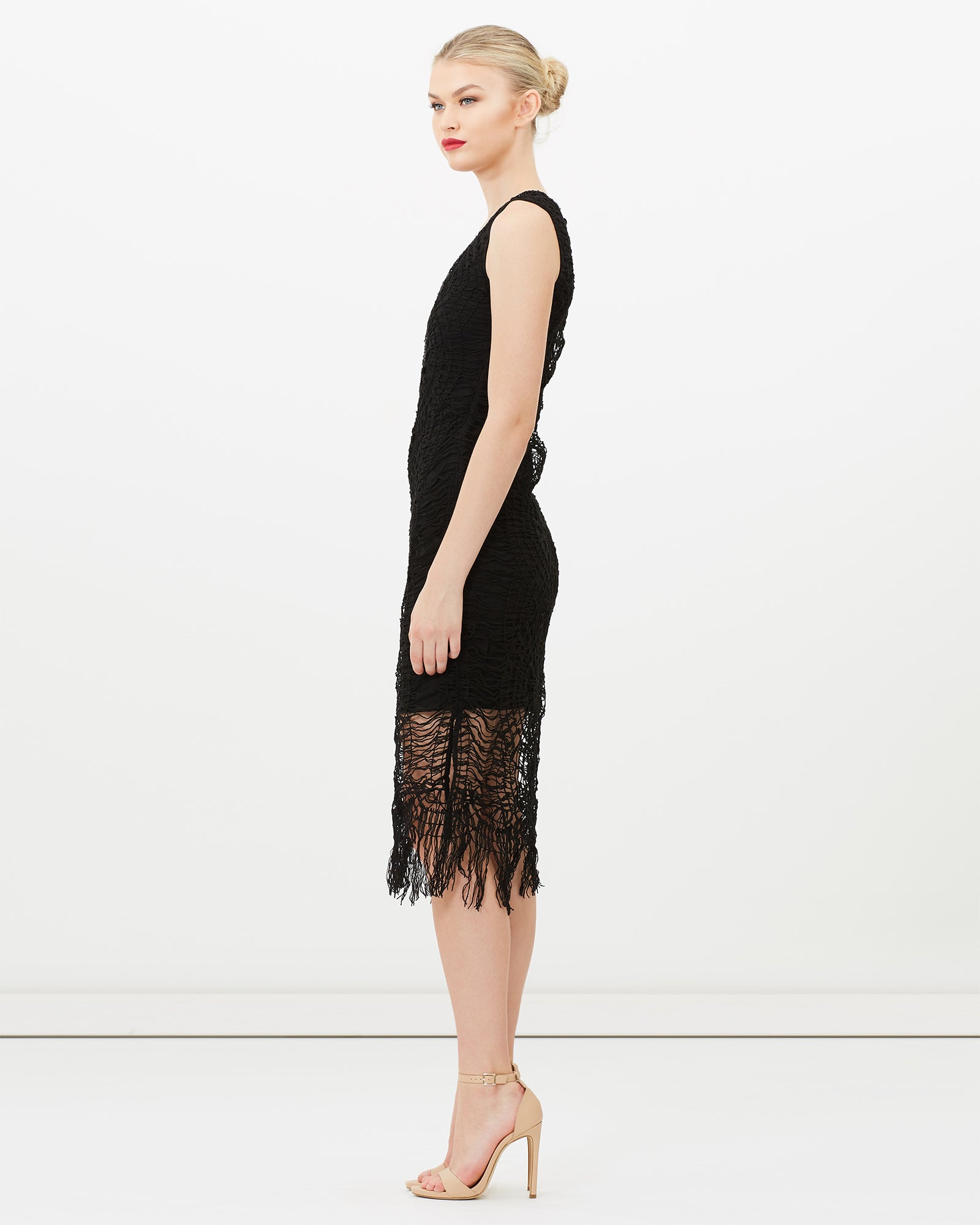 Spiderweb Hand Beaded Fringe Dress