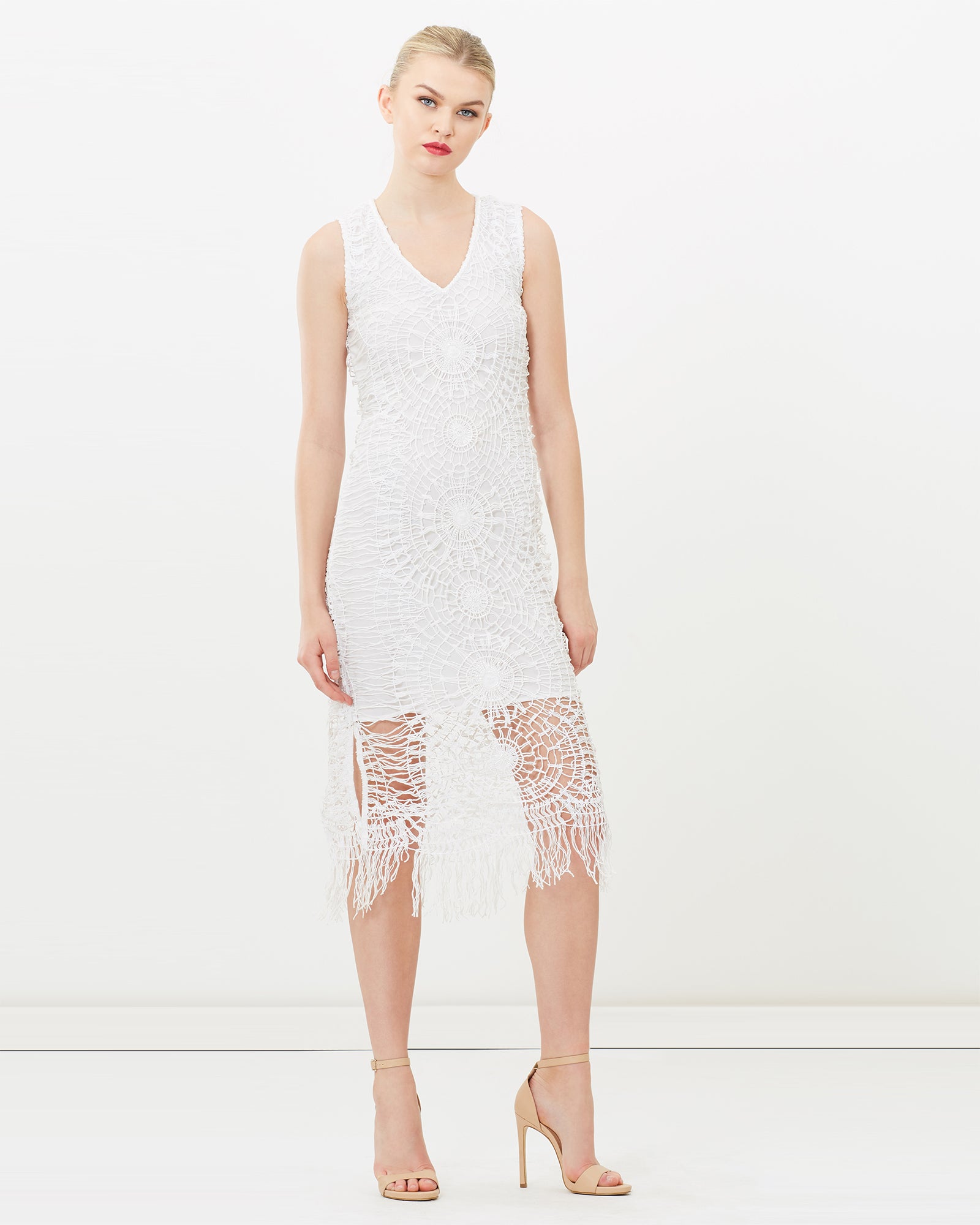 Spiderweb Hand Beaded Fringe Dress