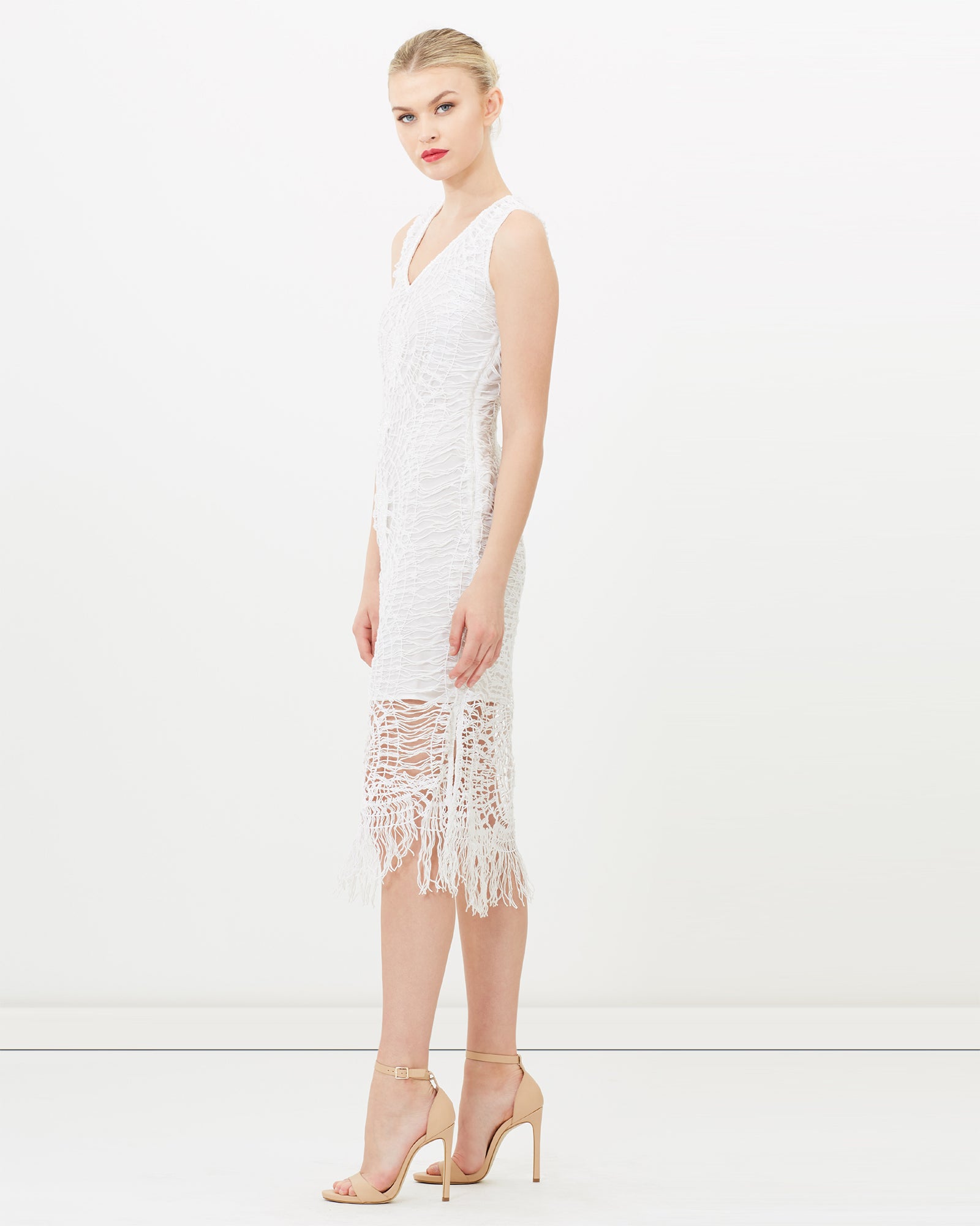 Spiderweb Hand Beaded Fringe Dress