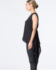 Silk Batwing Top with Draping Sides and Keyhole Back