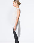 Silk Batwing Top with Draping Sides and Keyhole Back