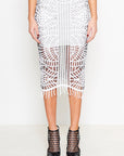 Midi Fringe Skirt with Specialised Art Deco Embroidery