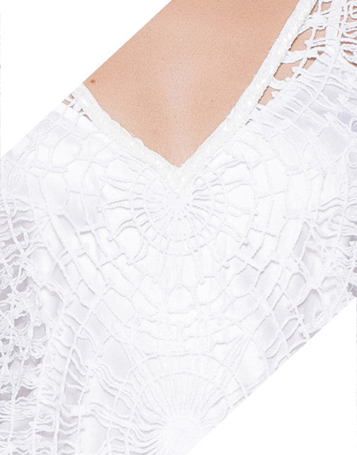 Spiderweb Hand-Beaded Neckline  Fringe Top