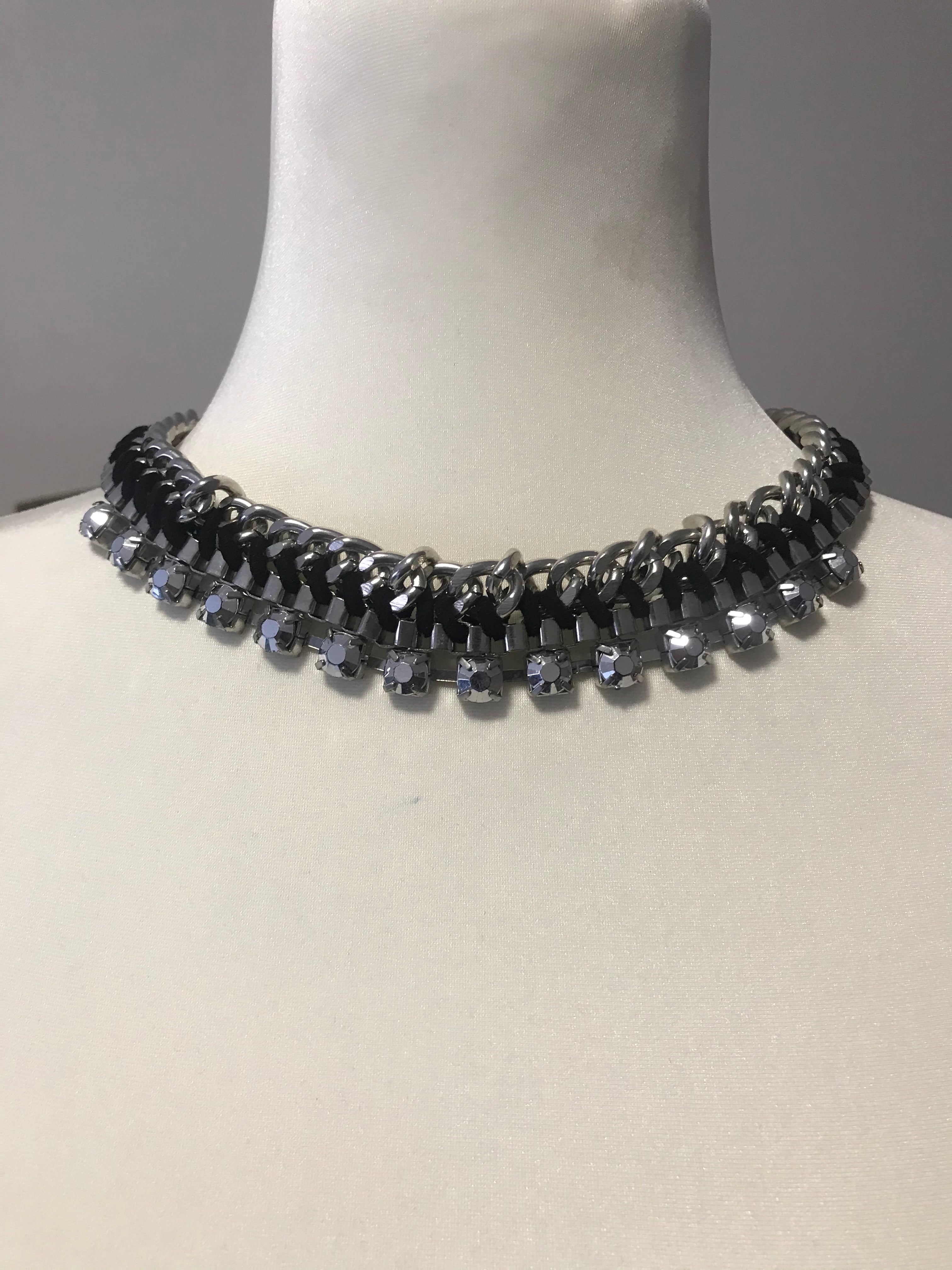 Black and Silver Metal Necklace