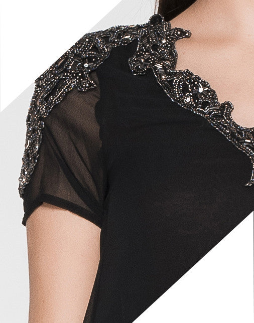 The Unique Draped Top with Intricate Beading