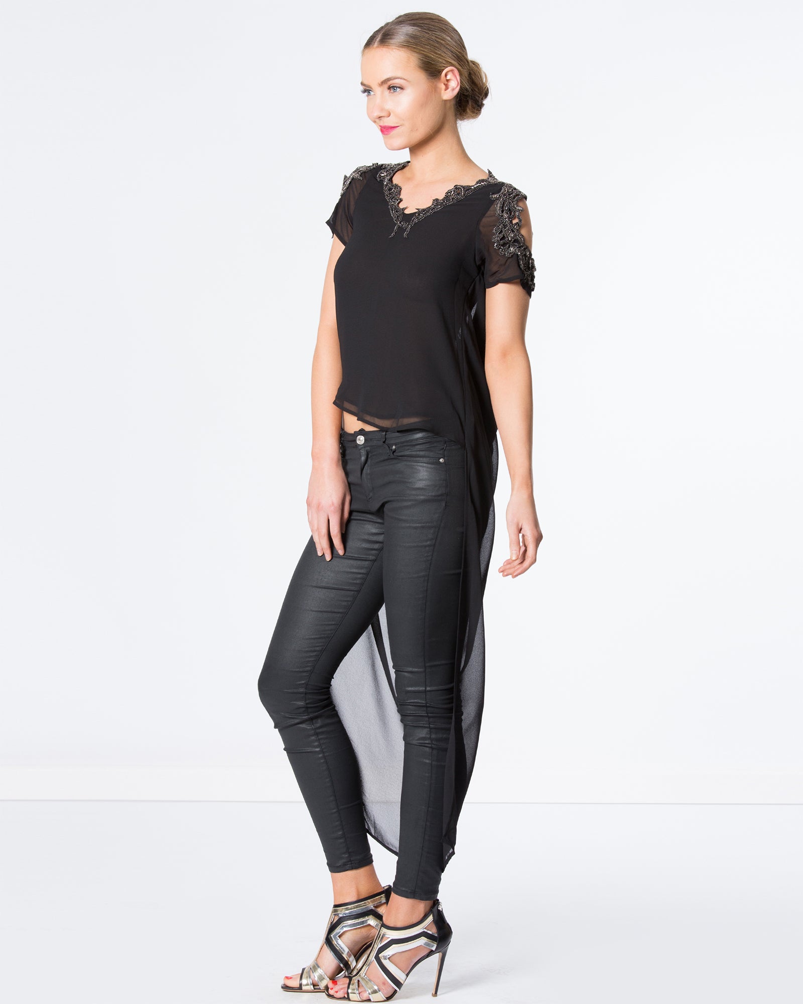 The Unique Draped Top with Intricate Beading
