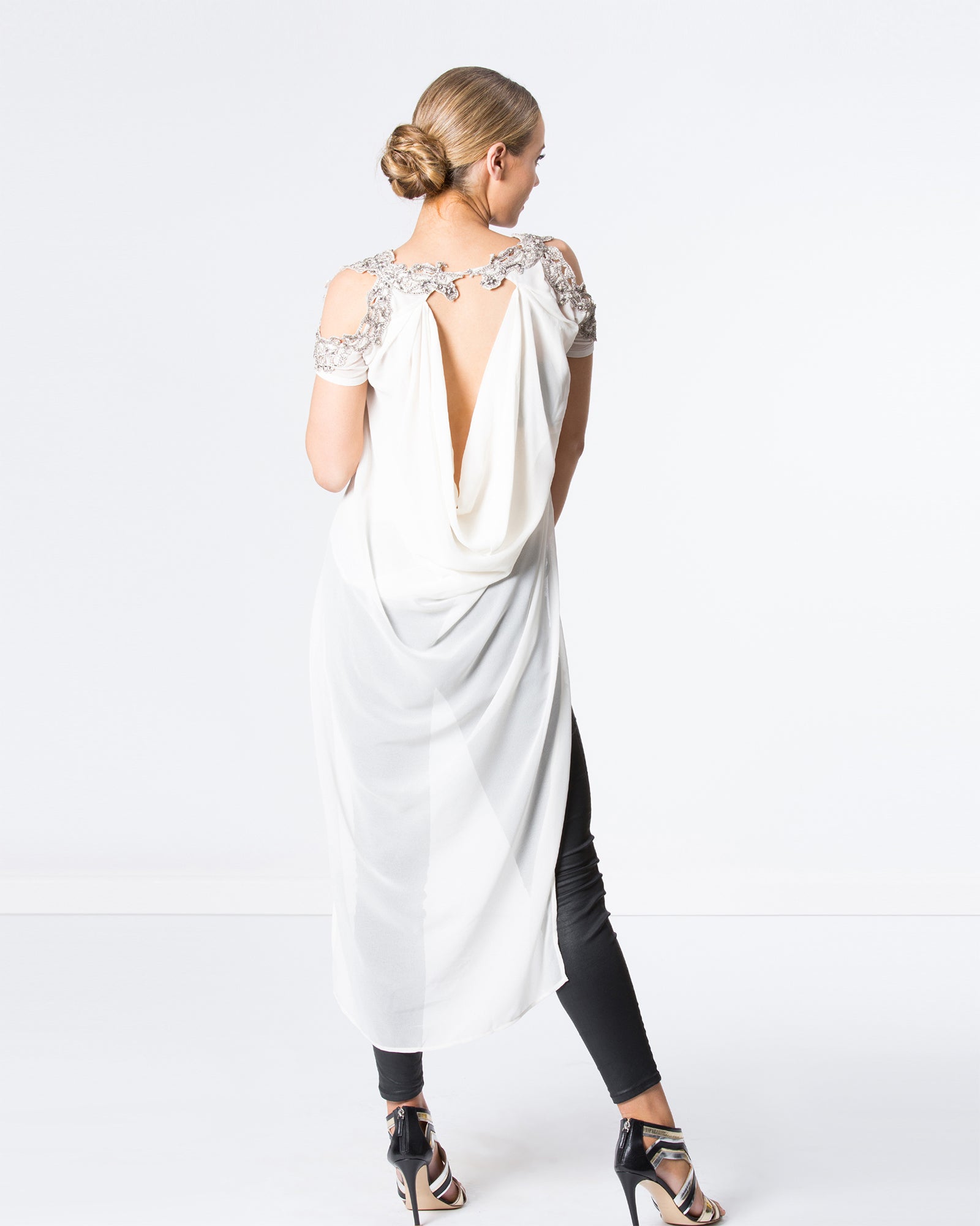 The Unique Draped Top with Intricate Beading