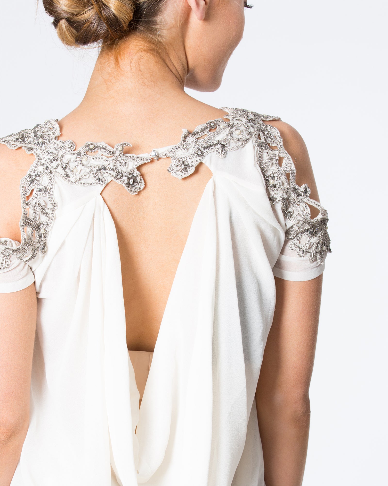 The Unique Draped Top with Intricate Beading