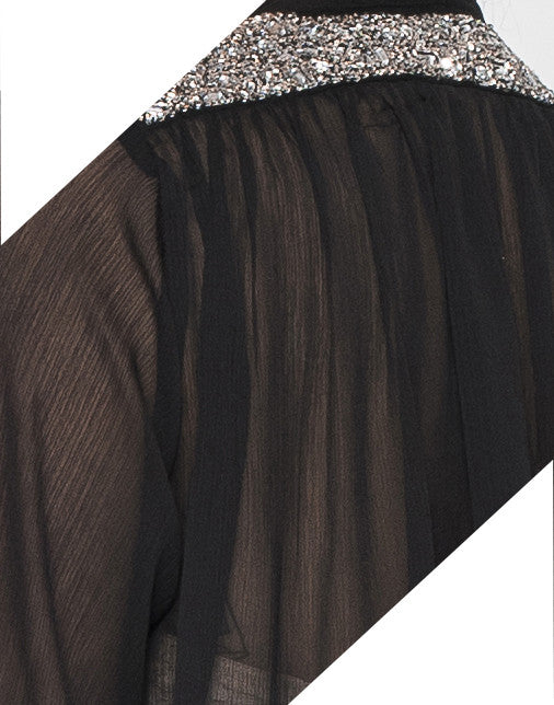 Sheer Shirt with Mixed-Shaped Embroidery