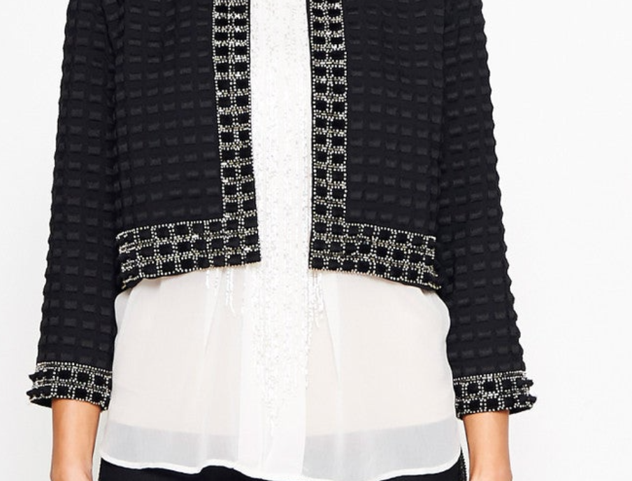 Square Embellished Crepe Jacket